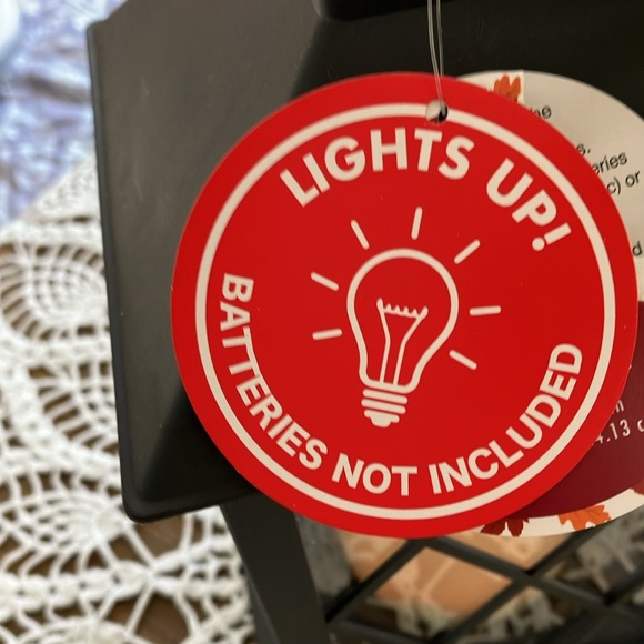 A harvest lantern in black with a faux flickering candle. Fall harvest. - Picture 4 of 6